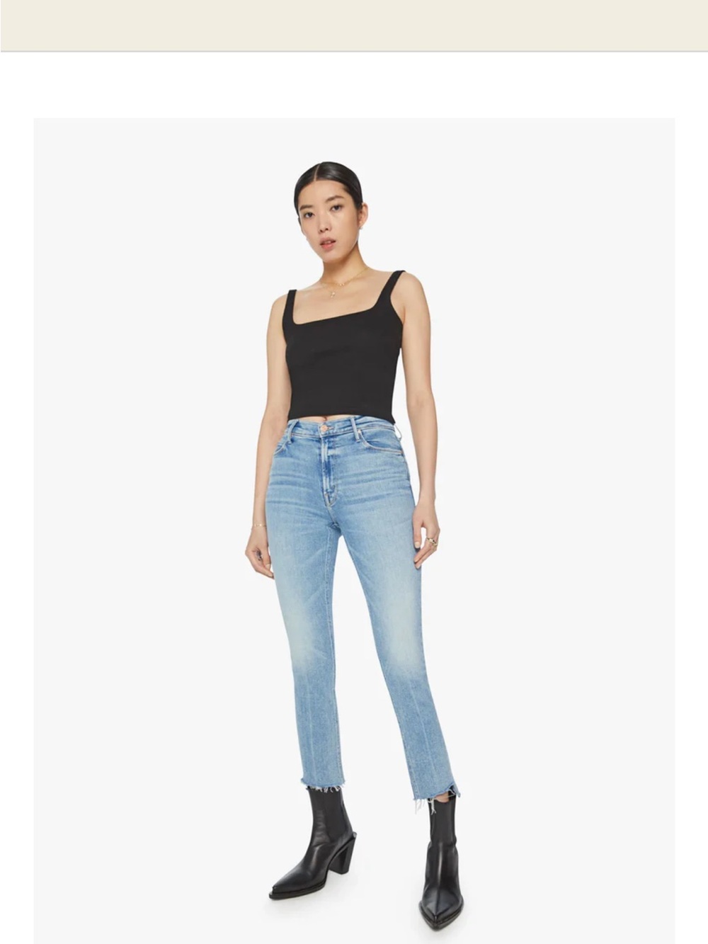 MOTHER Mid-Rise Dazzler Ankle Step Fray Jeans In Ropin N Rodin Size  32